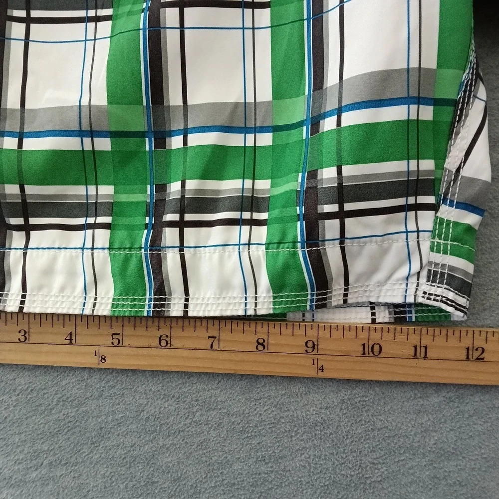 Gap Mens Green Plaid Board Shorts Swim Trunks Size L Mesh Lined Drawstring